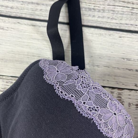 Iris & Lilly Support Underwire Bra size 36C Navy Blue Purple Lace Jersey Stretch - Picture 5 of 7
